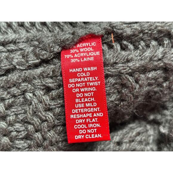 Saks Fifth Avenue Sweater Womens Large Gray Cable Open Front Shawl Cardigan - Picture 6 of 9